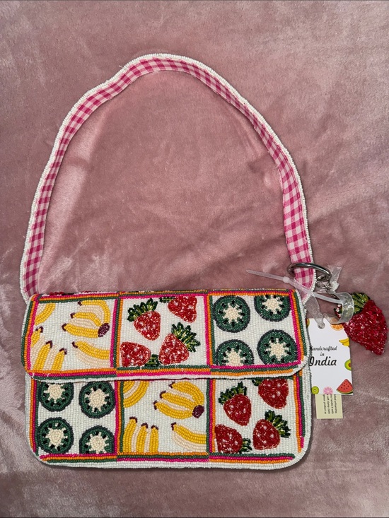 Handcrafted in India Handbags - Beaded bag multi fruit